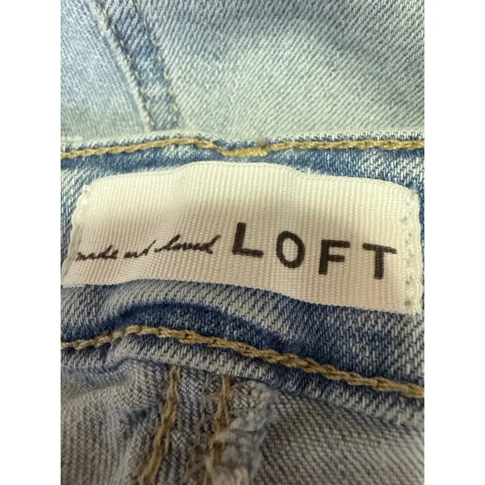 Ann Taylor Loft Curvy Blue Skinny Mid Rise Frayed Raw Hem Denim Jeans Pants 26